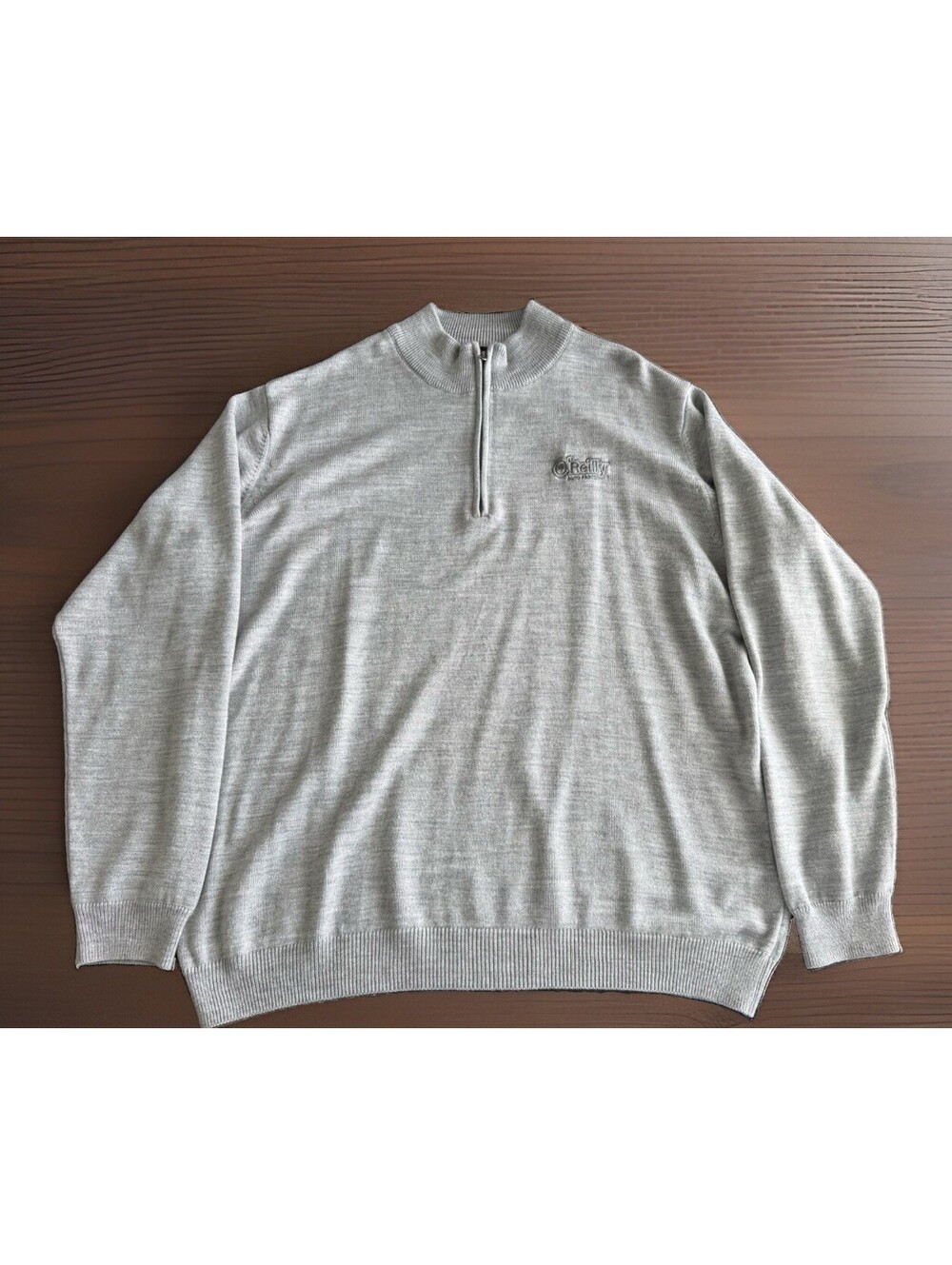 O’Reilly Auto Parts 2XL Acrylic Gray 1/4 Sweater Ribbed Mock Neck Logo